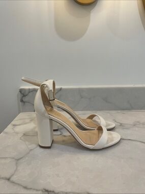 Grace Loves Lace Ivory Block Heel Ankle-Strap Sandals